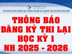 Thông báo đăng ký thi lại học kỳ 1 năm học 2025-2026